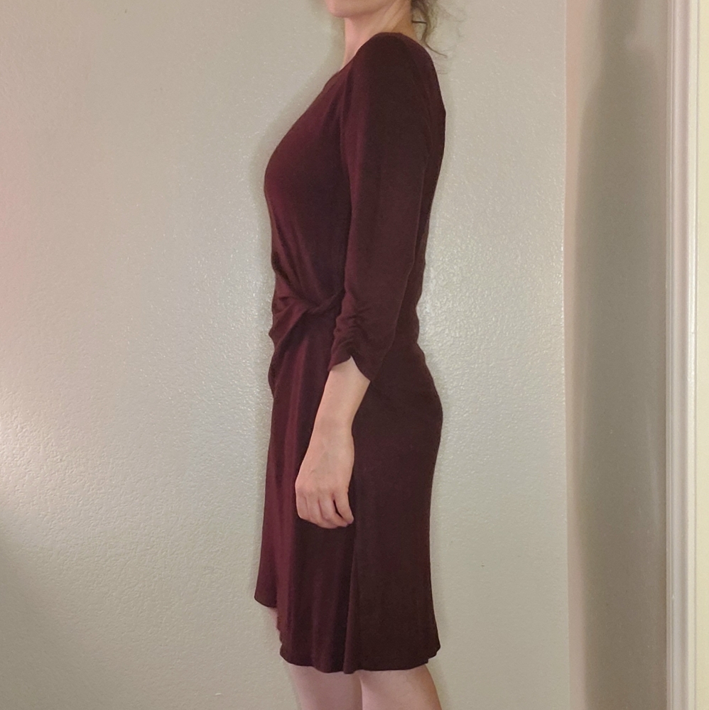 M Apt. 9 soft midi sweater dress 3/4 ruched slee